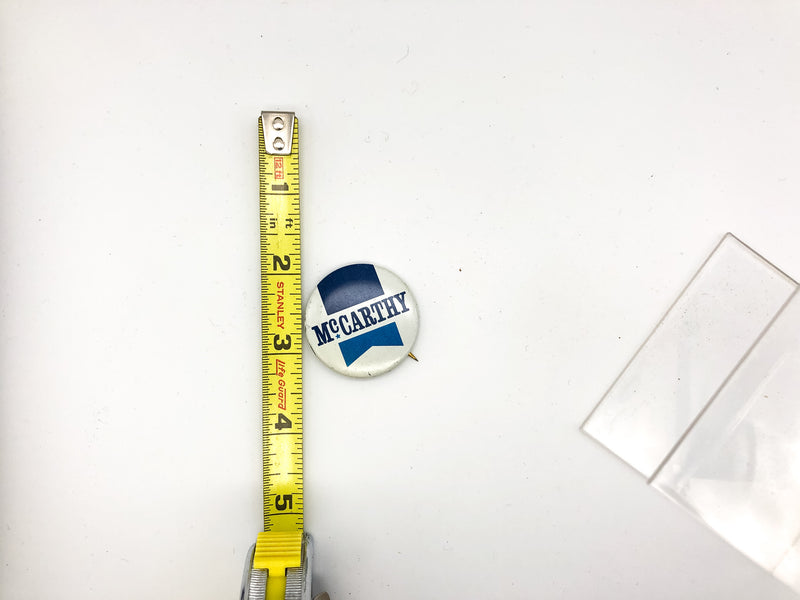 Vintage McCarthy Pinback Button Political Campaign White Blue Teal Labor Union