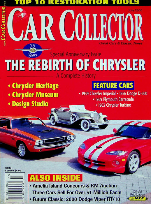 Car Collector Magazine July 2000 75th Anniversary Issue Rebirth Chrysler Museum