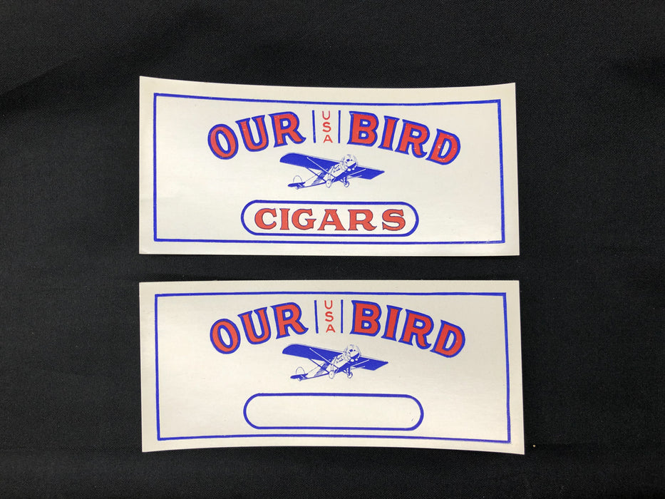 Vintage Spirit of St. Louis Airplane Cigar Label Wrapper Our Bird USA Lot of 2