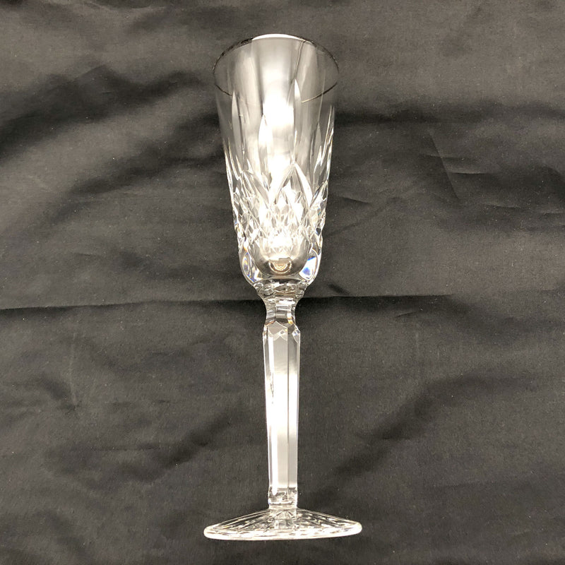 Waterford Champaign Flute Platinum Lismore 8-7/8" Signed Silver Rim 101661