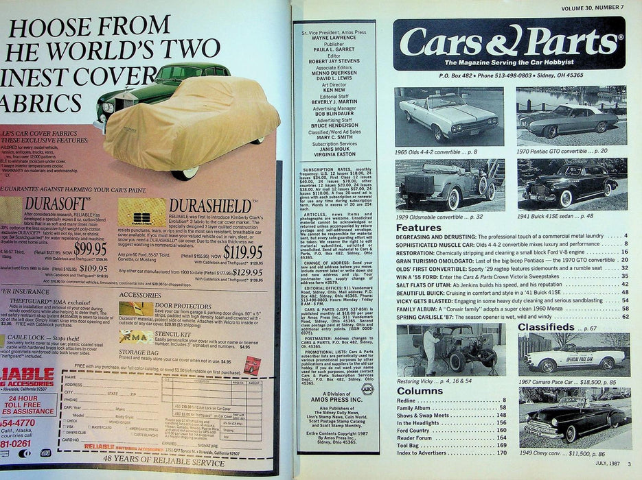 Cars & Parts Magazine July 1987 Vol 30 No 7 GTO Pontiac Ragtop Of 1970