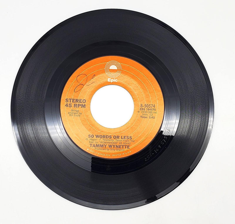 Tammy Wynette Womanhood 50 Words Or Less 45 RPM Single Record Epic 1978 8-50574 2