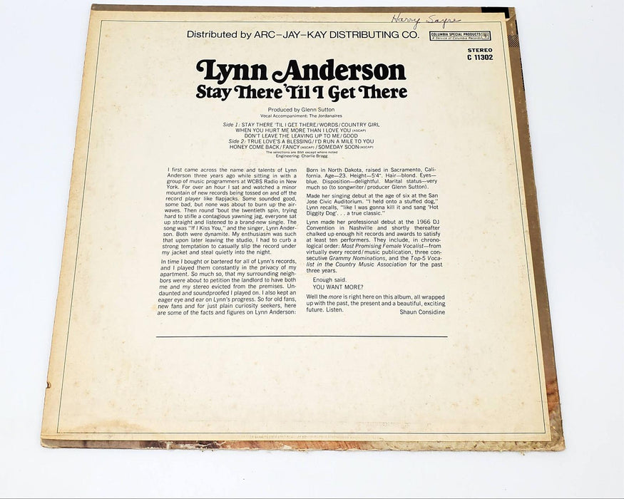 Lynn Anderson Stay There 'Til I Get There LP Record Columbia Special Products 2