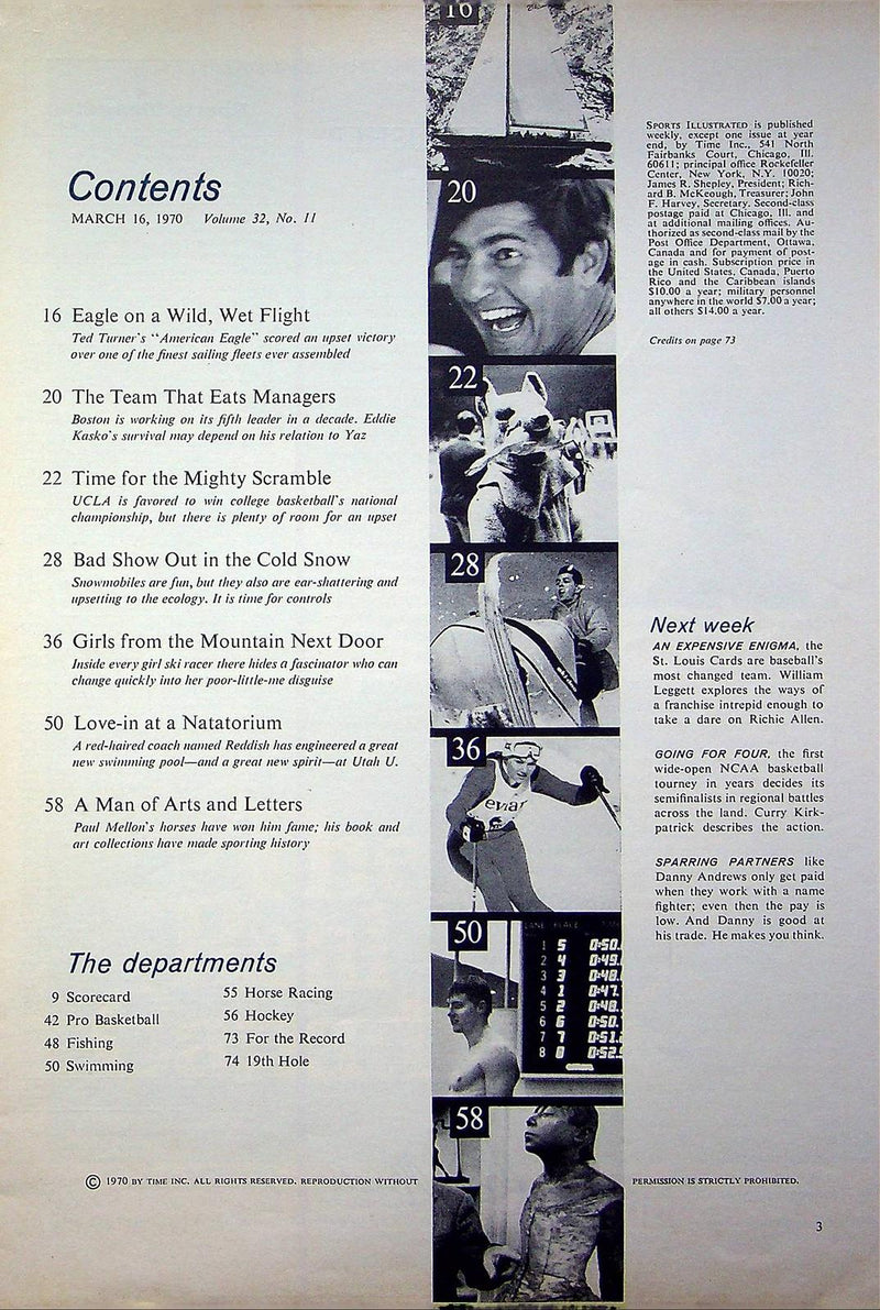 Sports Illustrated Magazine March 16 1970 Vol 32 #11 Eddie Kasko, Paul Mellon