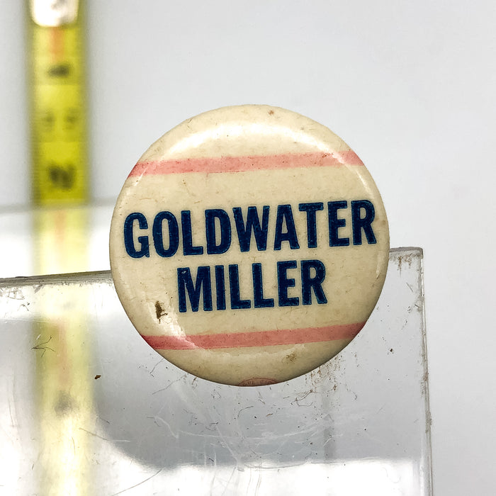 Vintage Goldwater Miller Pinback Button Presidential Campaign All White Union