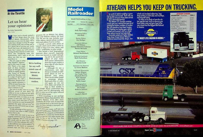 Model Railroader Magazine July 1998 Vol 65 No 7 Visit The Lorigan Lumber Co.