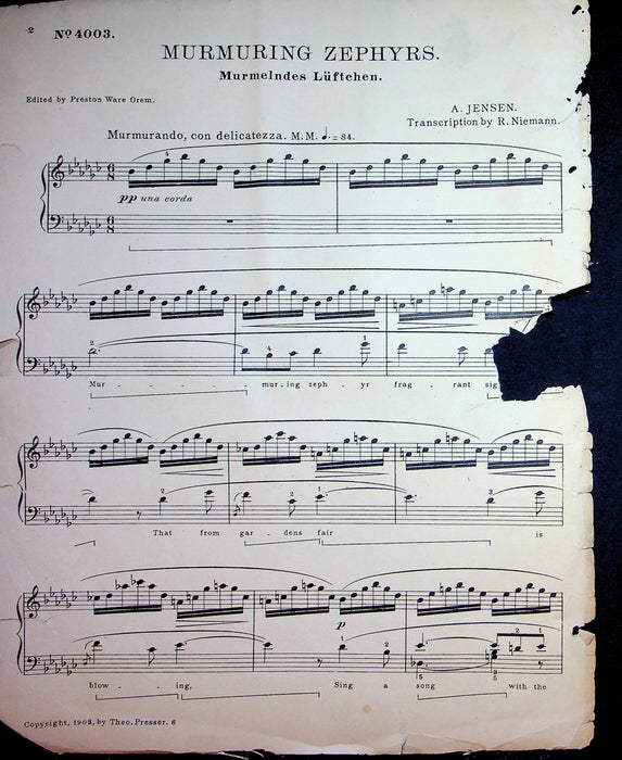 Murmuring Zephyrs Murmelndes Luftchen Vintage Sheet Music Piano Jensen Niemann 4