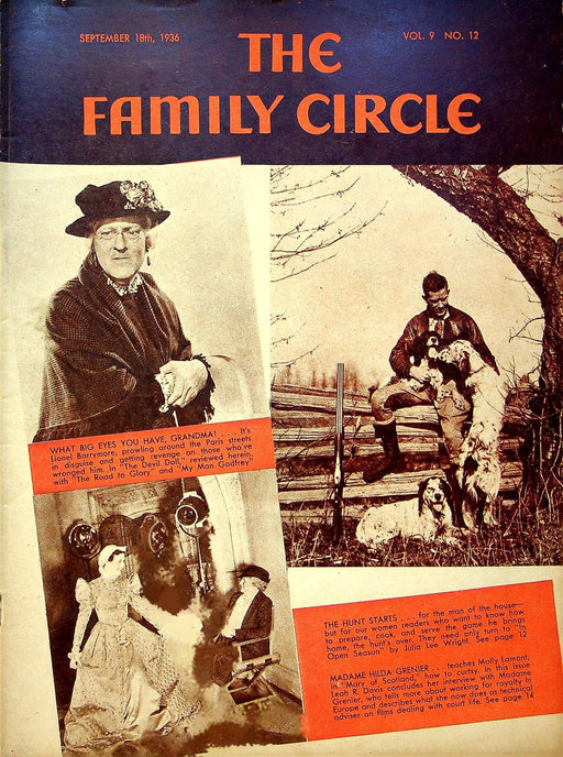 The Family Circle Magazine September 18 1936 Lionel Barrymore, Hilda Grenier 1