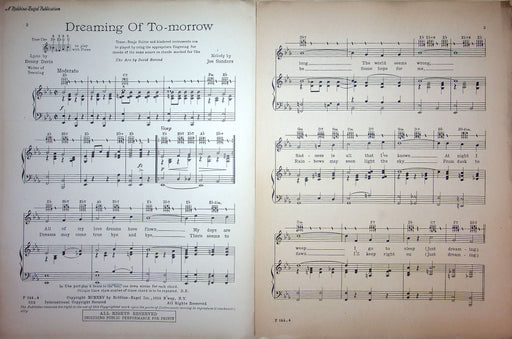 Sheet Music Dreaming Of Tomorrow Benny Davis Joe Sanders Isham Jones 1925 Piano 2