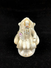 Occupied Japan Victorian Gentleman Sitting in Chair Ghost White Gold Accents 3" 1