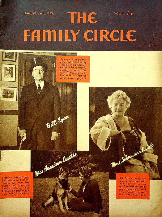 The Family Circle Magazine January 4 1935 Vol 6 No 1 Bill Egan, Schumann-Heink 1