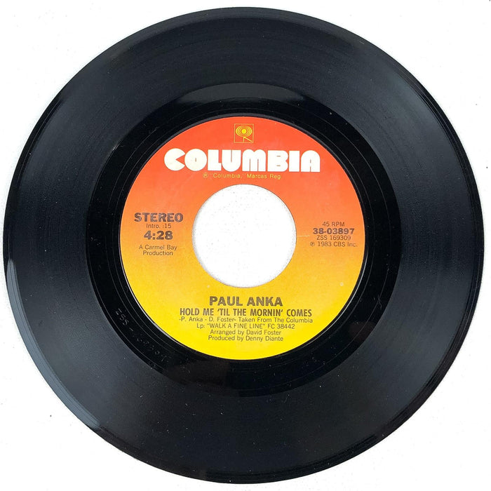 Paul Anka 45 Record This is the First Time / Hold Me 'Til the Mornin' Comes 1983 3