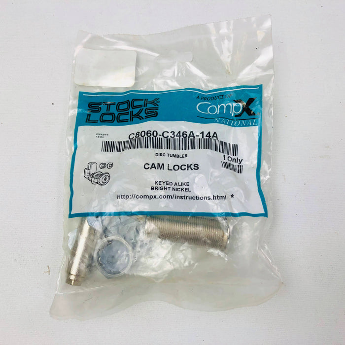 CompX National Cam Lock C8060-C346A-14A Qty 1 Bright Nickle Disc Tumbler New