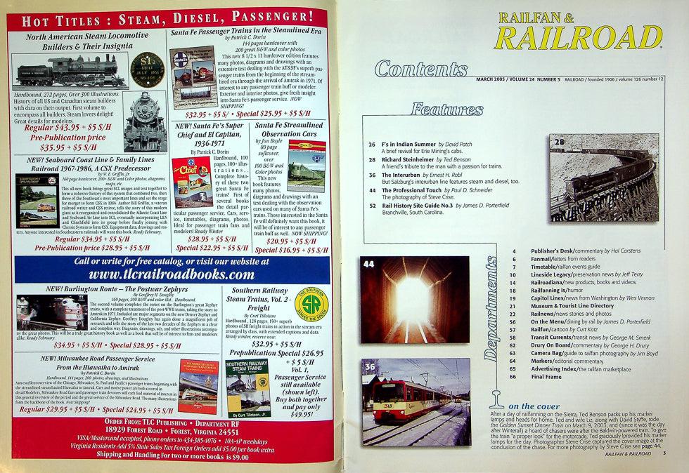 Railfan & Railroad Magazine March 2005 Vol 24 No 3 Photography Steve Crise