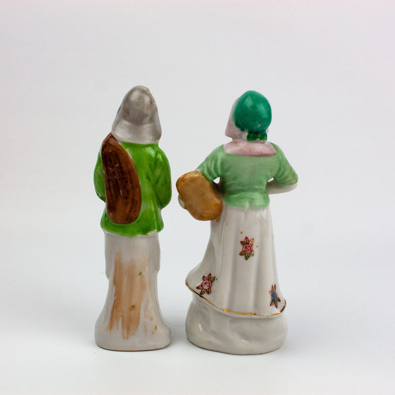 Occupied Japan Dutch Colonial Village Man w/ Sack & Lady w/ Basket 5 Inches 3