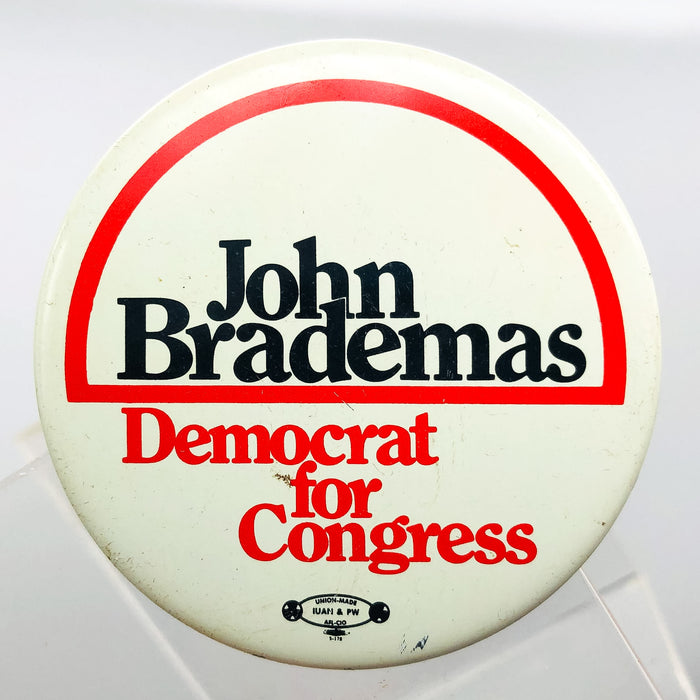 John Brademas Democrat For Congress Button Pin 2" Indiana Politician Campaign 1