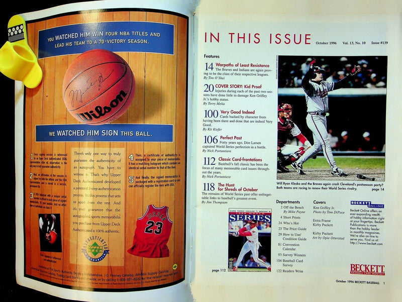 Beckett Baseball Magazine October 1996 # 139 Ken Griffey Jr Kirby Puckett Art 2