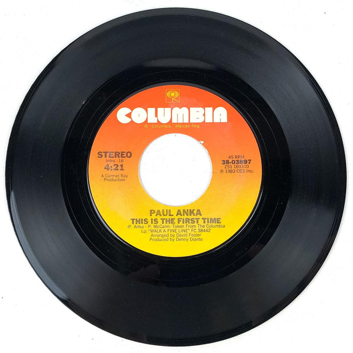 Paul Anka 45 Record This is the First Time / Hold Me 'Til the Mornin' Comes 1983 2