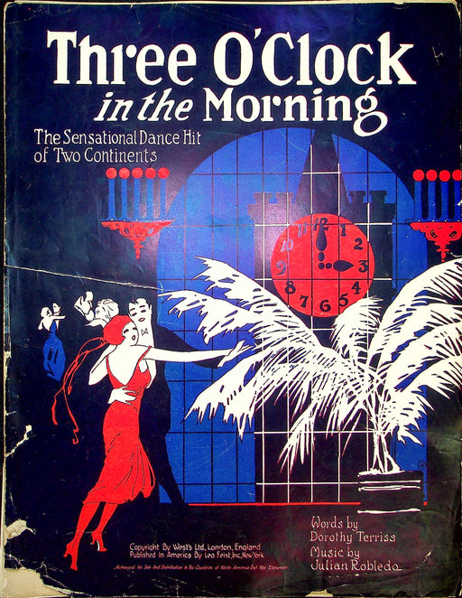 Sheet Music Three O'Clock In The Morning Dorothy Terriss Julian Robledo 1922 1