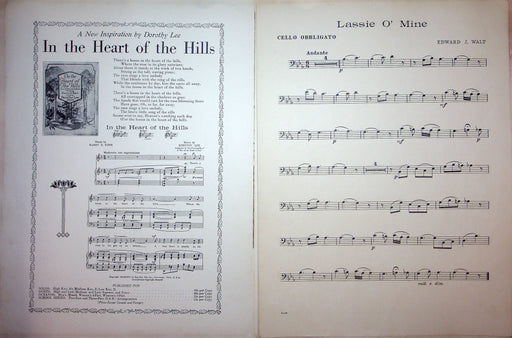 Sheet Music Lassie O'Mine Fred Bowles Edward Walt 1917 Violin Cello Music 2