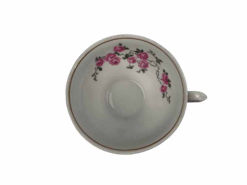 Winterling Pink Roses Tea Cup Bavaria Germany Vintage White Gold Accents 7