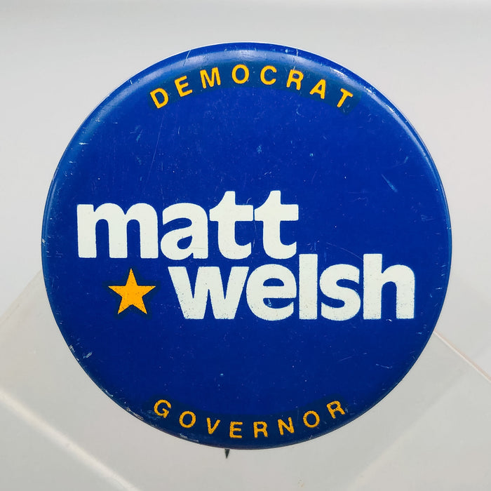 Democrat Matt Welsh Governor Button Pin 1.5" Indiana Political Campaign Blue 1