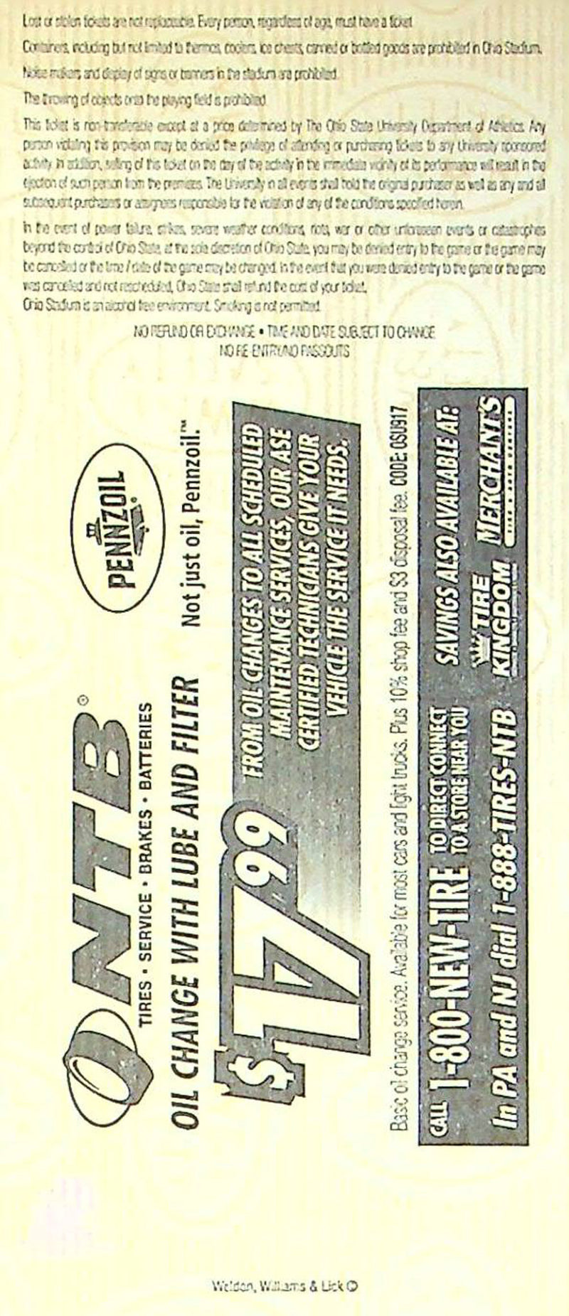 Buckeye OSU Football Game Ticket Stub Sep 2008 Vs. Minnesota Golden Gopher Seat5