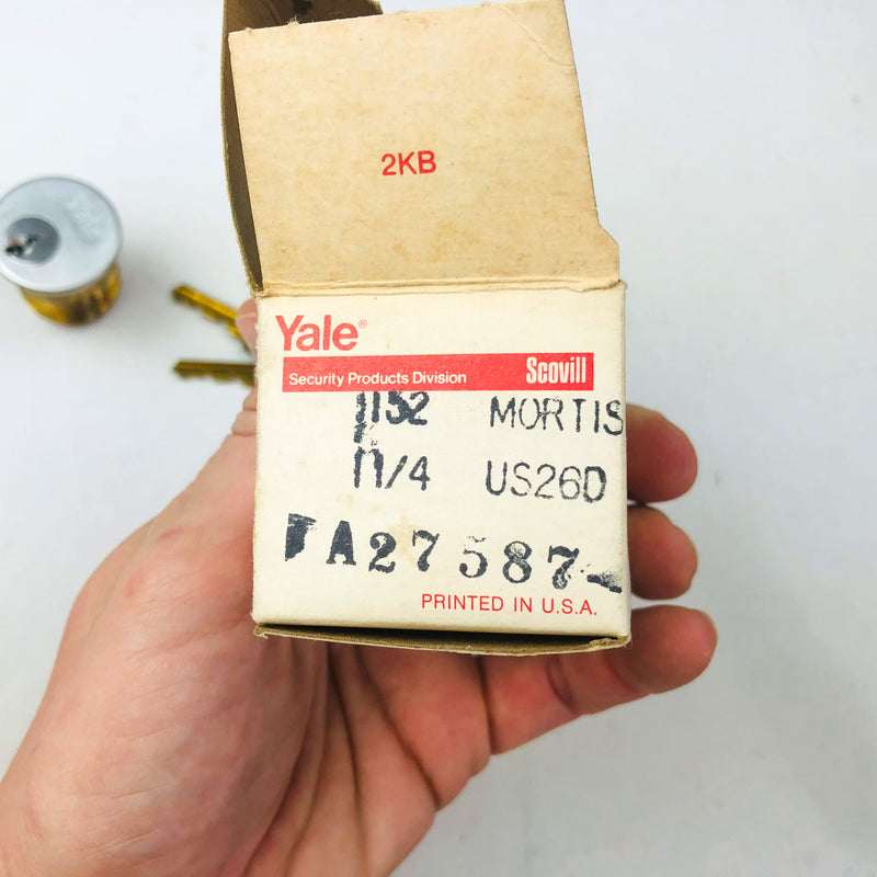 Yale Mortise Cylinder 1152 1-1/4" US26D Satin Chrome 6 Pin New Old Stock NOS