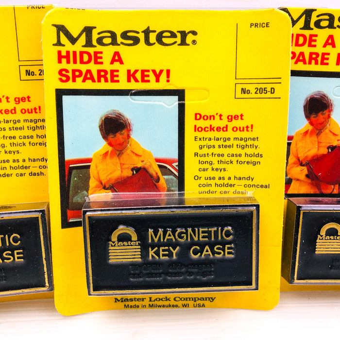 3pk Vintage Master Magnetic Key Case Hide A Spare Key 205-D New Old Stock NOS 3