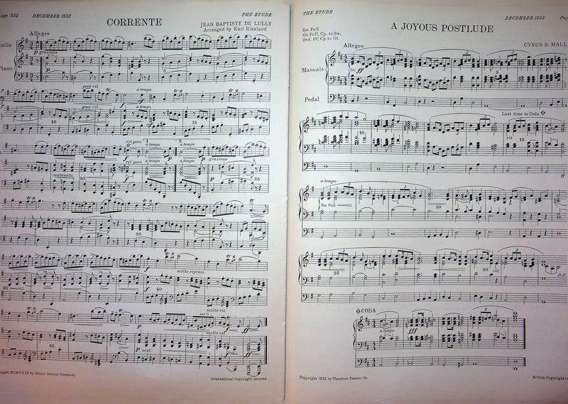 Scherzo Sonato Op 28 Sheet Music Piano Song Beethoven Chopin 1933 Etude Mag 4