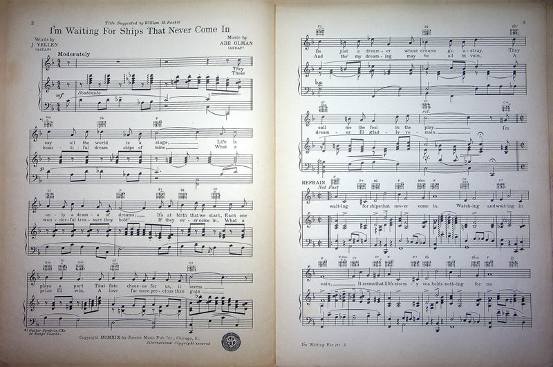 Vintage Sheet Music I'm Waiting For Ships That Never Come Nancy Martin 1919 WW1 3