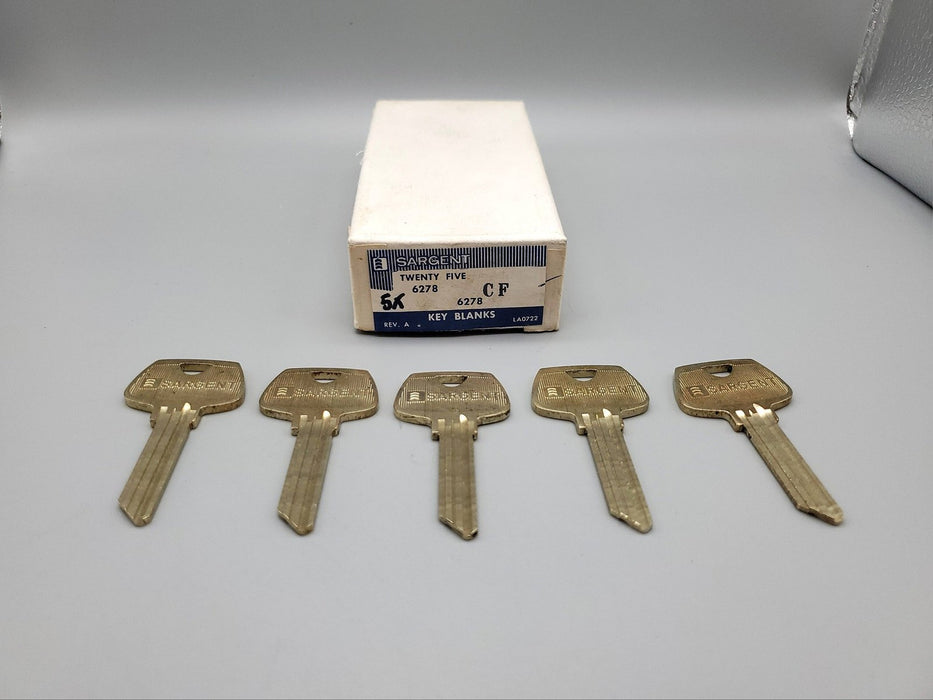 5x Sargent 6278 Key Blanks CF Keyway Nickel Silver 6 Pin NOS 3