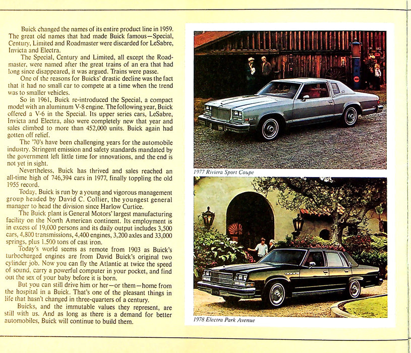 1978 Buick 75th Anniversary Brochure Riviera, Model 10, Model 16 & More 16 Pages