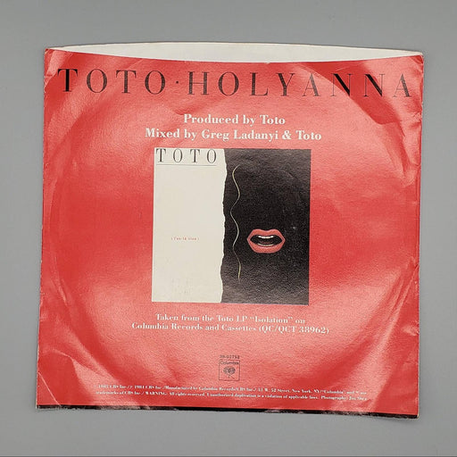 Toto Holyanna Single Record Columbia 1985 38-04752 2
