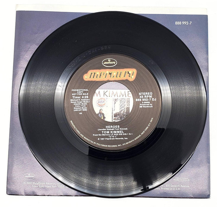 Tom Kimmel Heroes 45 RPM Single Record Mercury 1987 PROMO 888 992-7 DJ 4