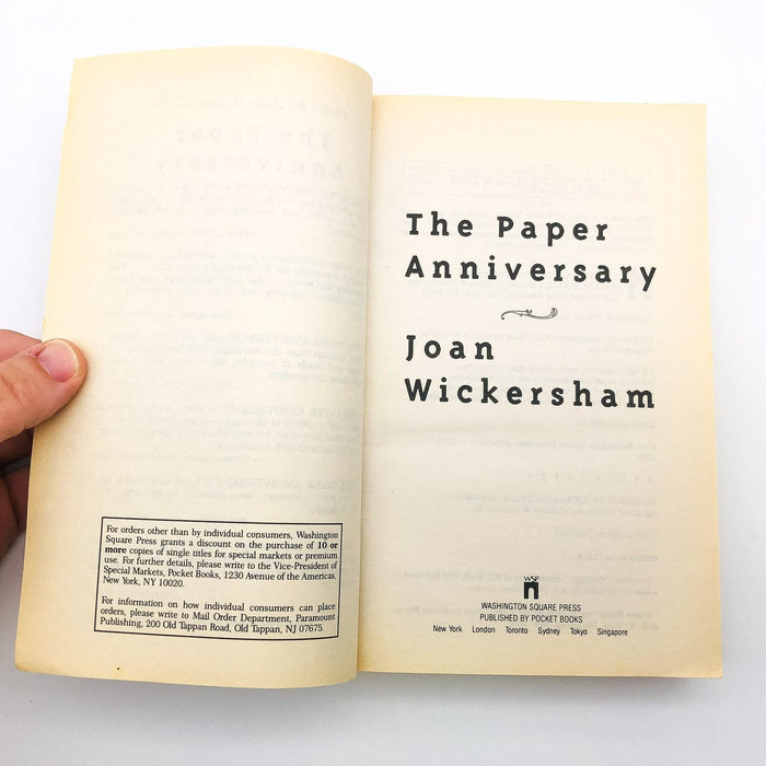 The Paper Anniversary Paperback Joan Wickersham 1995 Marriage Love Romance 6