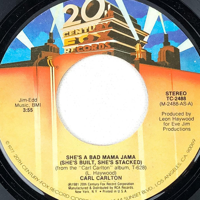 Carl Carlton 45 RPM 7" Record She's a Bad Mama Jama 20th Century 1981 1