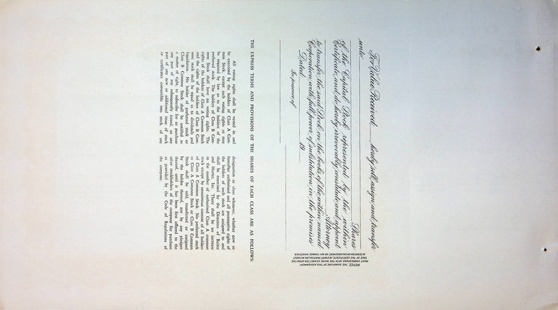 Reiter Dairy Milk Company Common Stock Certificate Shares Original 1960s Blank