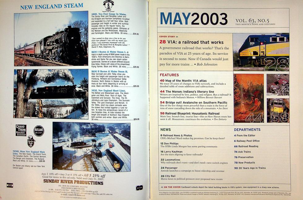 Trains Magazine May 2003 Vol 63 No 5 A Government Railroad That Works