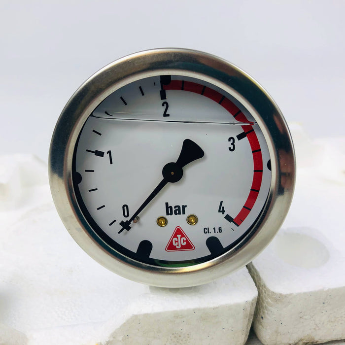 Liquid Pressure Gauge CJC 063 0-4 Bar Manometer 2" Face Denmark New Old Stock