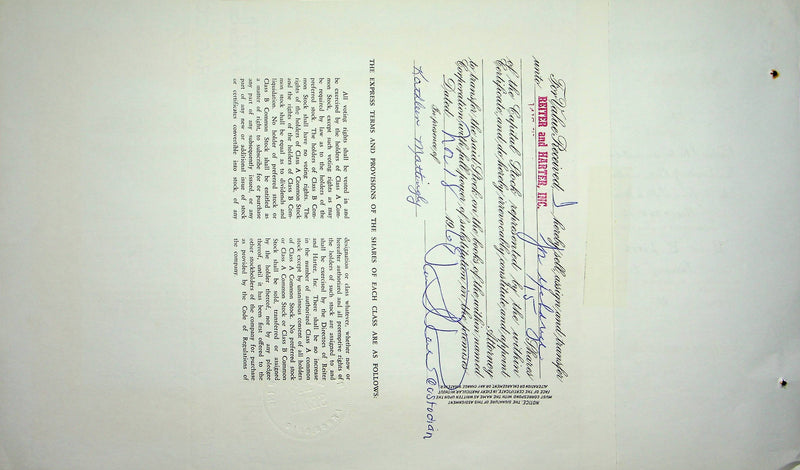 Reiter Dairy Company Stock Certificate Bond Scripophilly Akron Ohio 1968 No 341