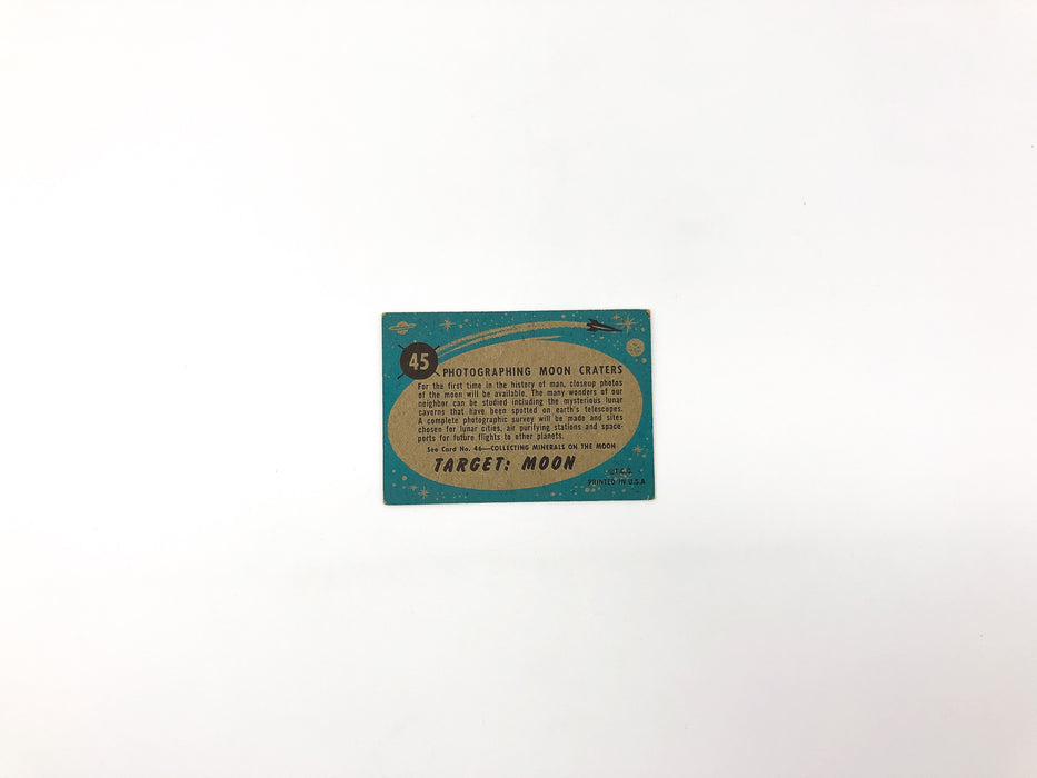 1957 Topps Space Card #45 Photographing Moon Craters Chewing Gum Cartoon Art