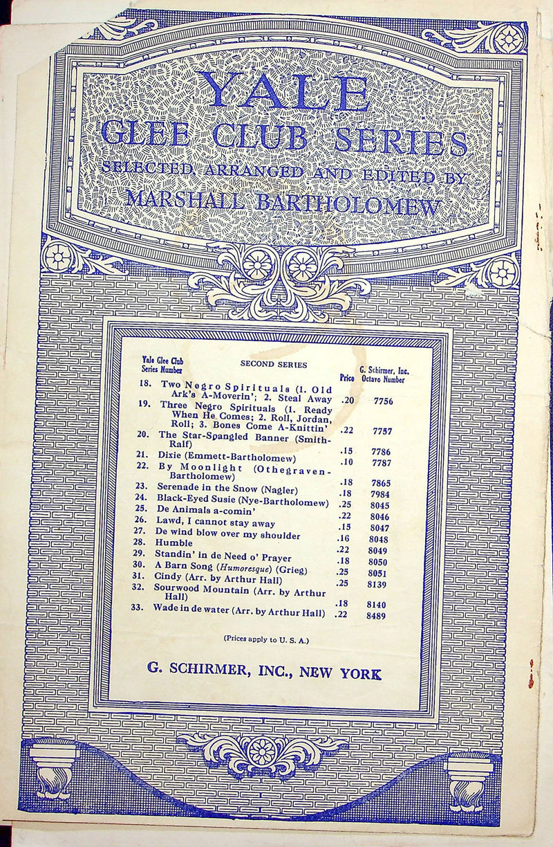 Sheet Music Yale Glee Club Series I Got Shoes 1927 Marshall Bartholomew Cpy 2 3