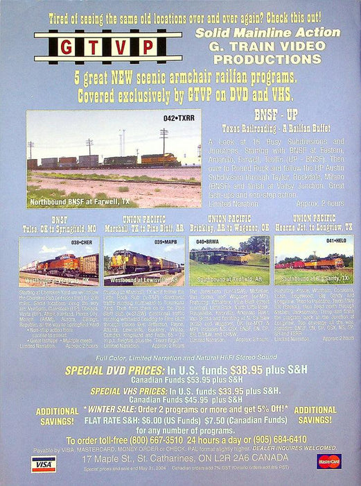 Railfan & Railroad Magazine April 2004 Vol 23 No 4 Alco Cab Finale On CPR