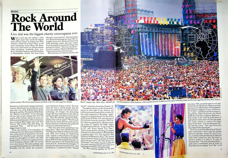 Newsweek Magazine July 22 1985 Live Aids Crisis Concert David Bowie Mick Jagger 3