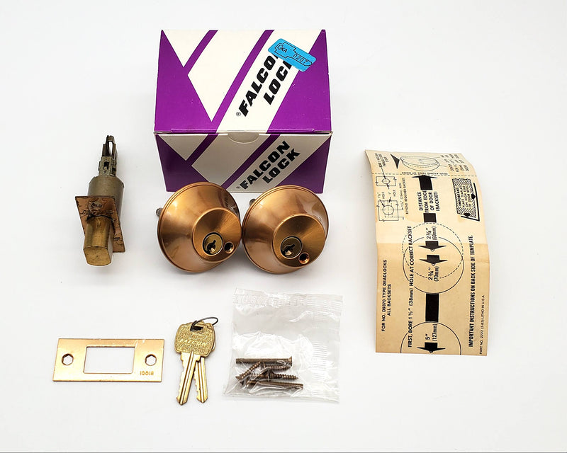 Falcon Deadbolt Double Cylinder 2-3/8" Backset Satin Bronze D 9370 L USA Made