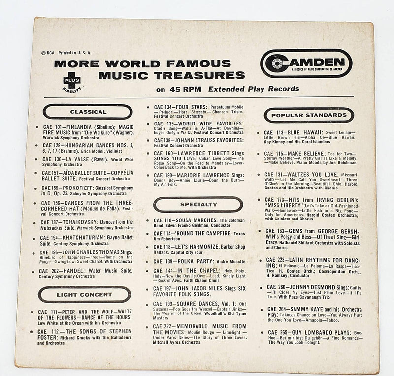 Sammy Kaye And His Orchestra 45 RPM EP Record RCA Camden 1955 CAE-271 2