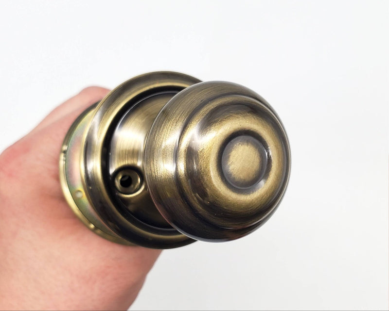 Schlage Door Knob Antique Brass Passage Latch 609 GEO F10S 2-3/8in BS NOS 2