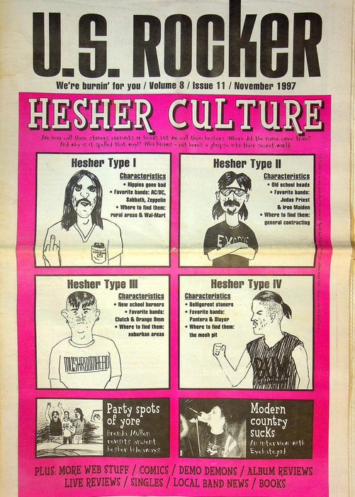 U.S Rocker Magazine Vol 8 No.11 1997 Hesher Culture, Why Modern Country Sucks