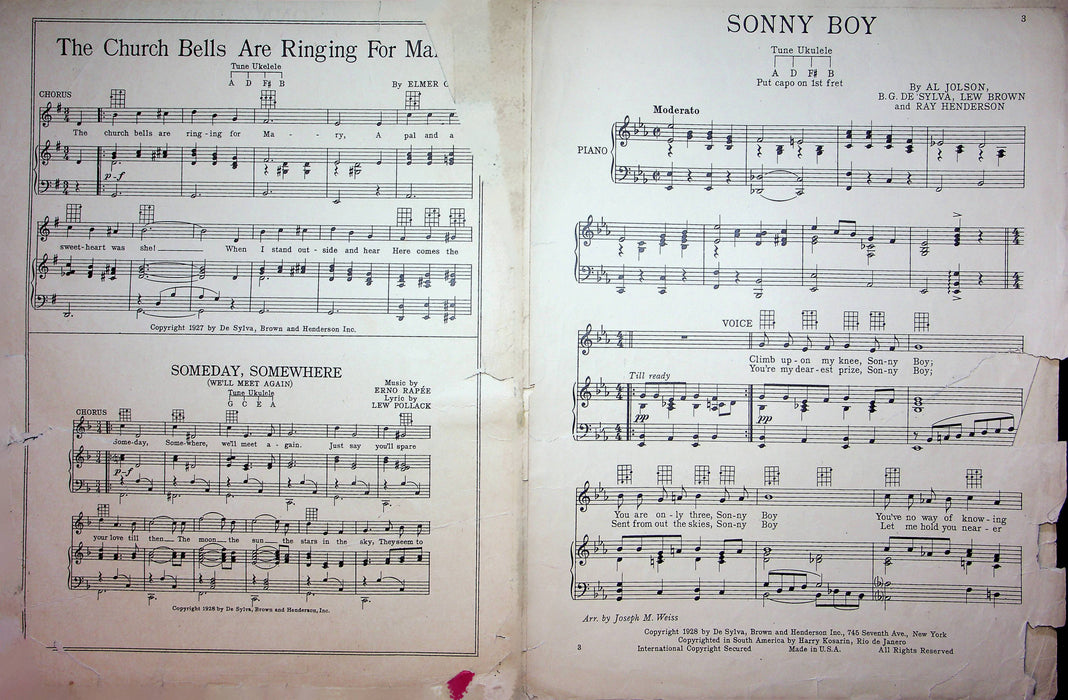 Sonny Boy Sheet Music Al Jolson The Singing Fool Movie 1928 Piano Vocal 2